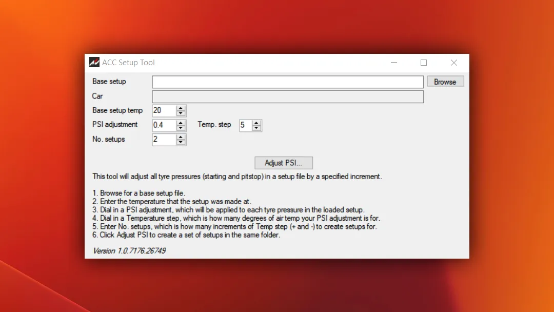 ACC Tyre Pressure Calculator Tool
