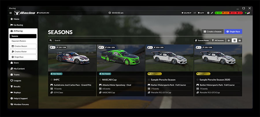 iRacing AI Seasons