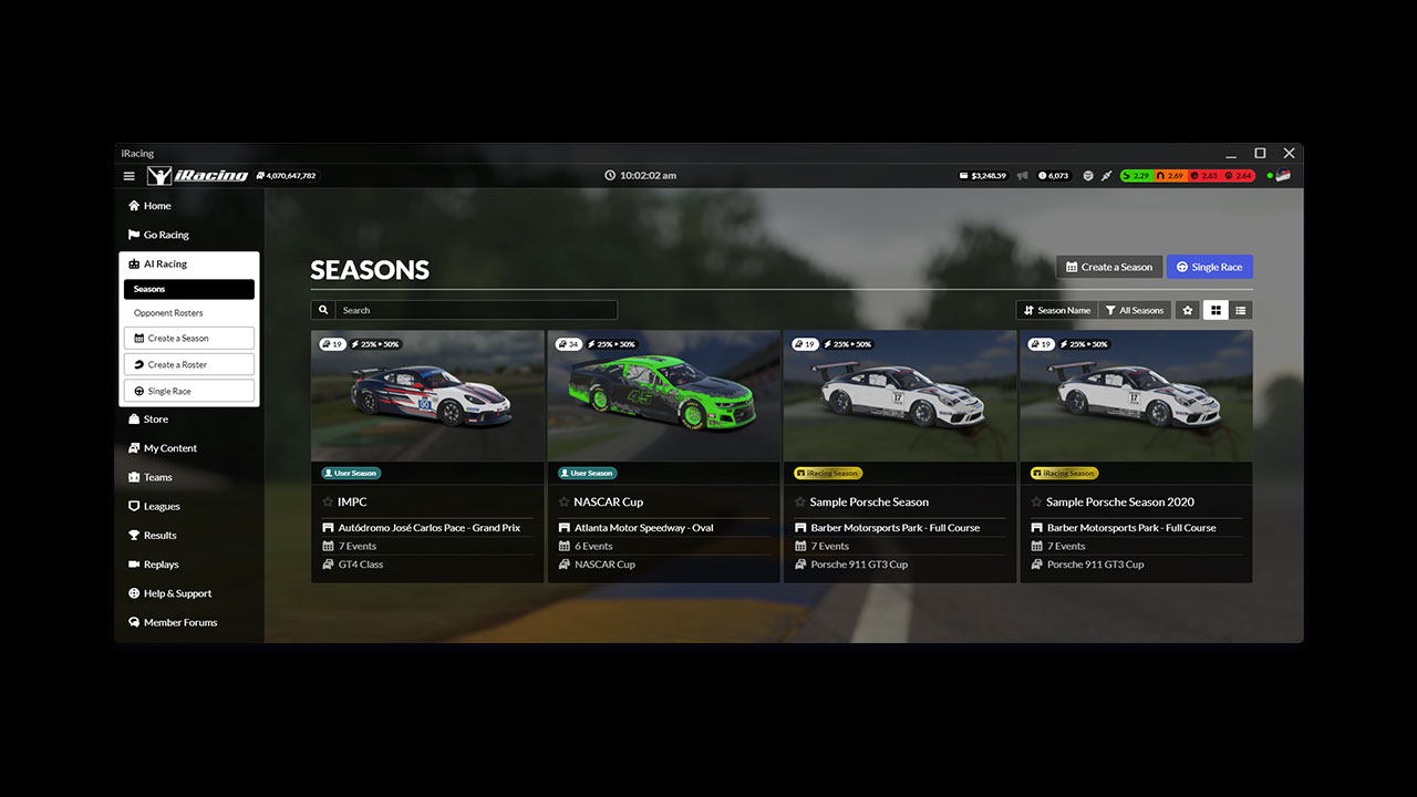 iRacing Single-Player AI Racing