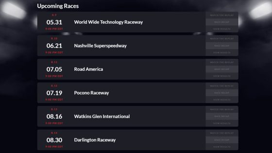 iRacing season schedule