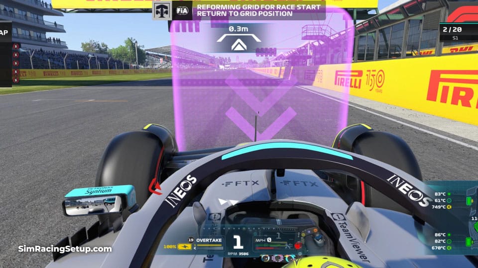 F1 22 line up in grid position indicator