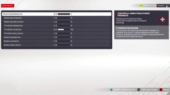 F1 22 Wheel calibration