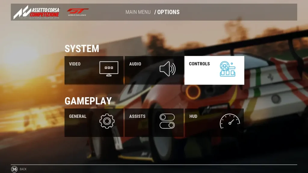 ACC Controls Settings
