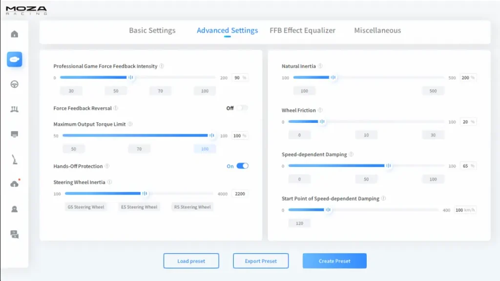 MOZA Pit House Advanced Settings Explained