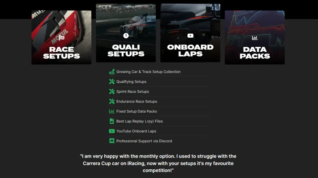 Coach Dave Academy iRacing setup subscription