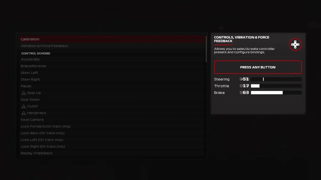 F1 23 calibration button test