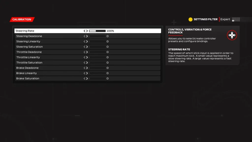 F1 23 controller calibration settings