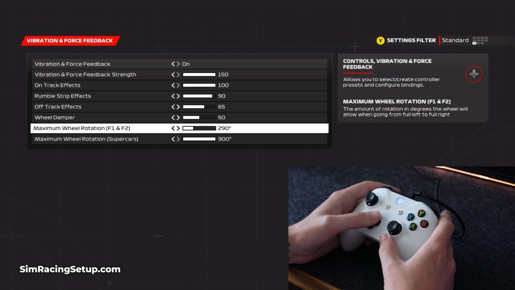F1 23 Controller force feedback settings