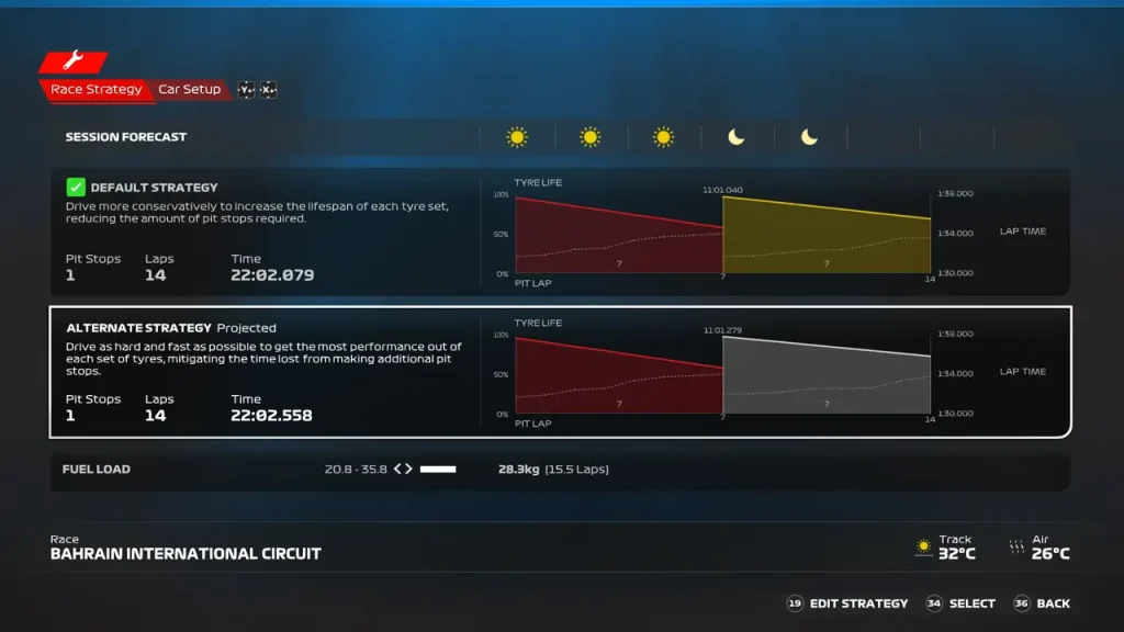 F1 23 Race strategy screen