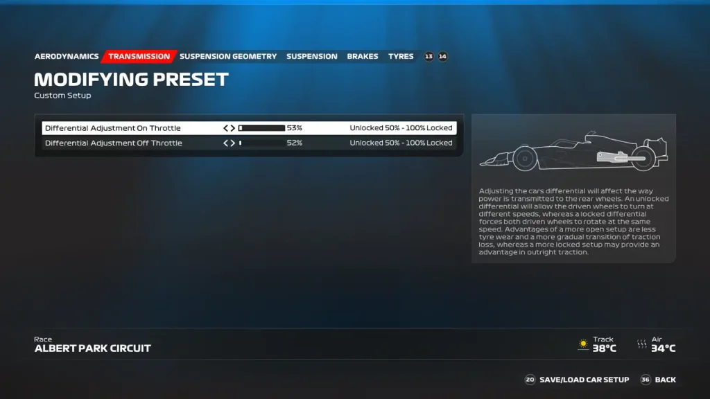 F1 23 on throttle differential setup