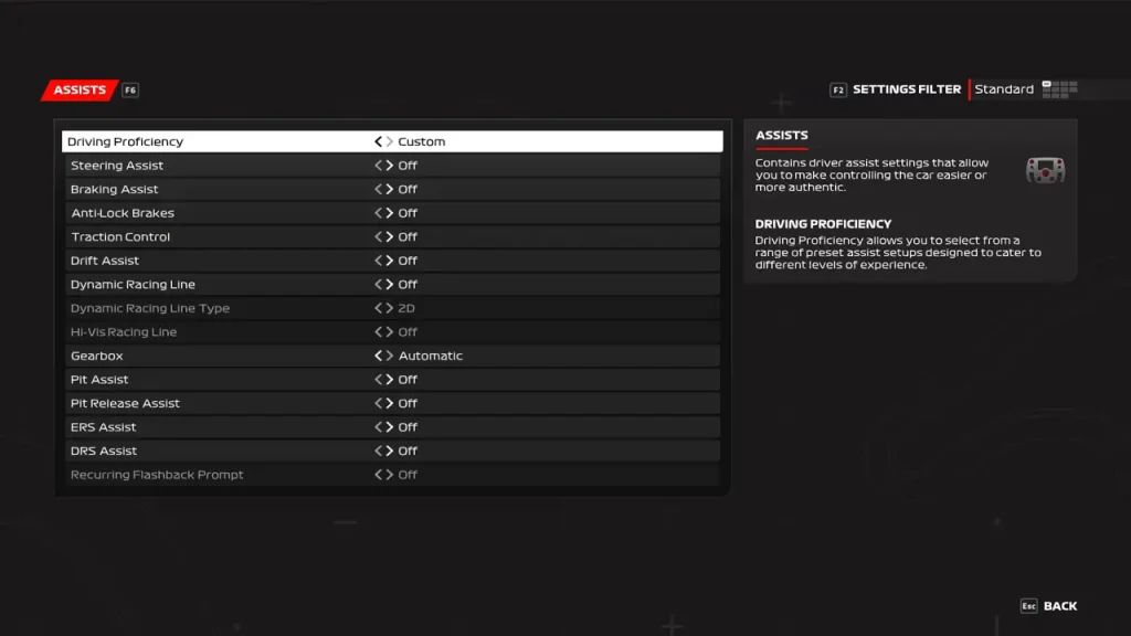 F1 23 Assists Screen