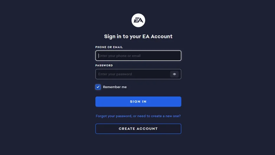 EA Account log in