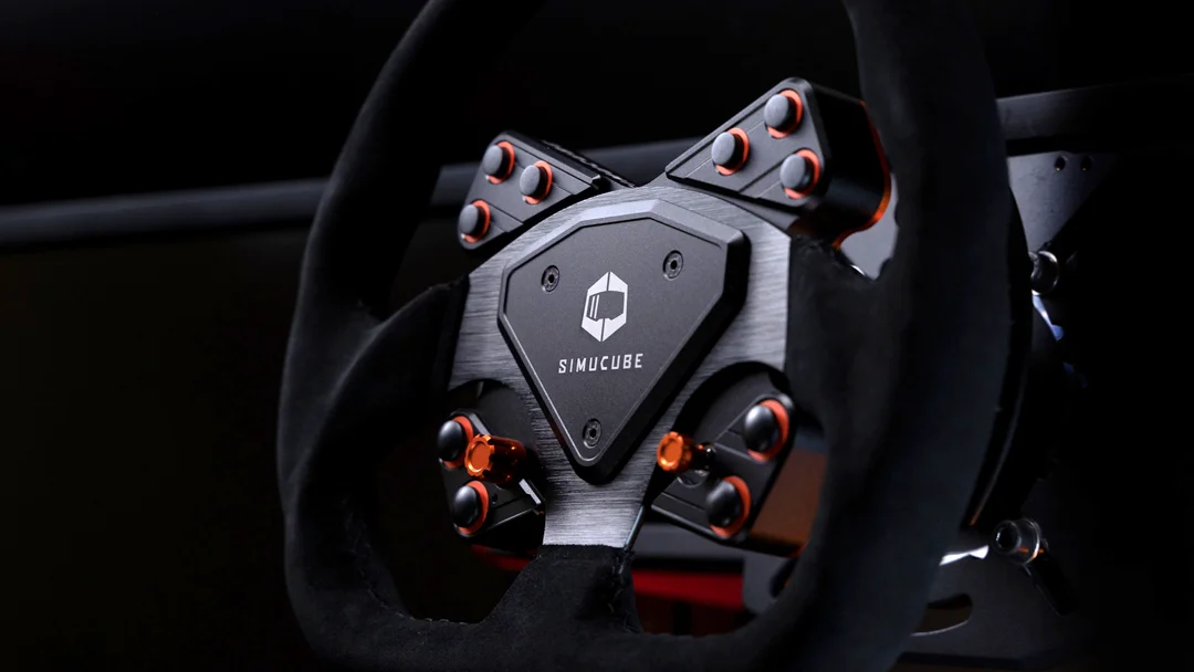 Simucube Tahko GT-21 Steering Wheel Mounted To Simucube Wheel Base