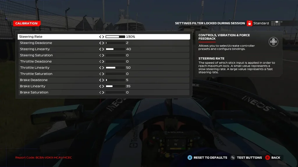 F1 24 Calibration controller settings
