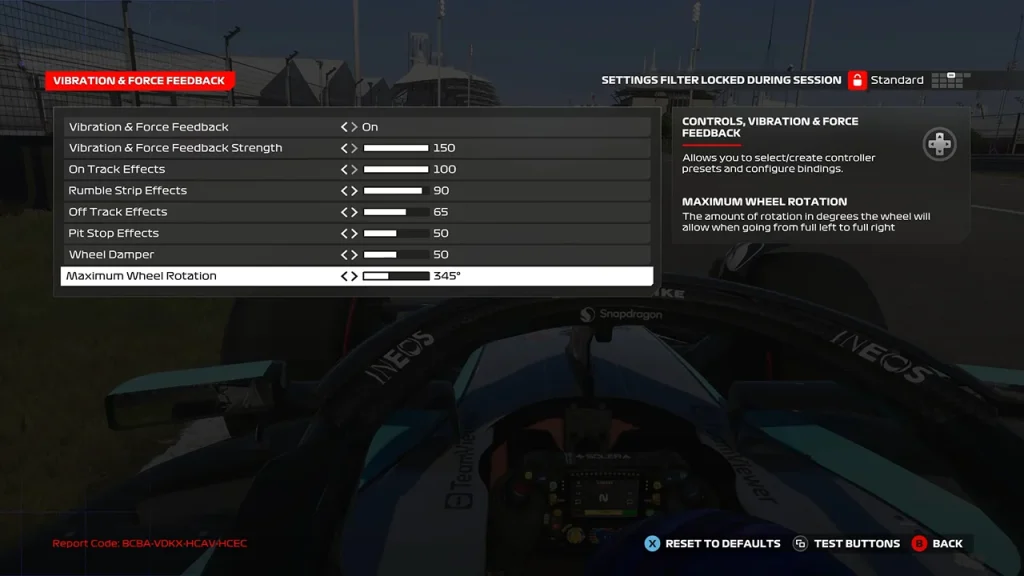 F1 24 Vibration and Force feedback controller settings