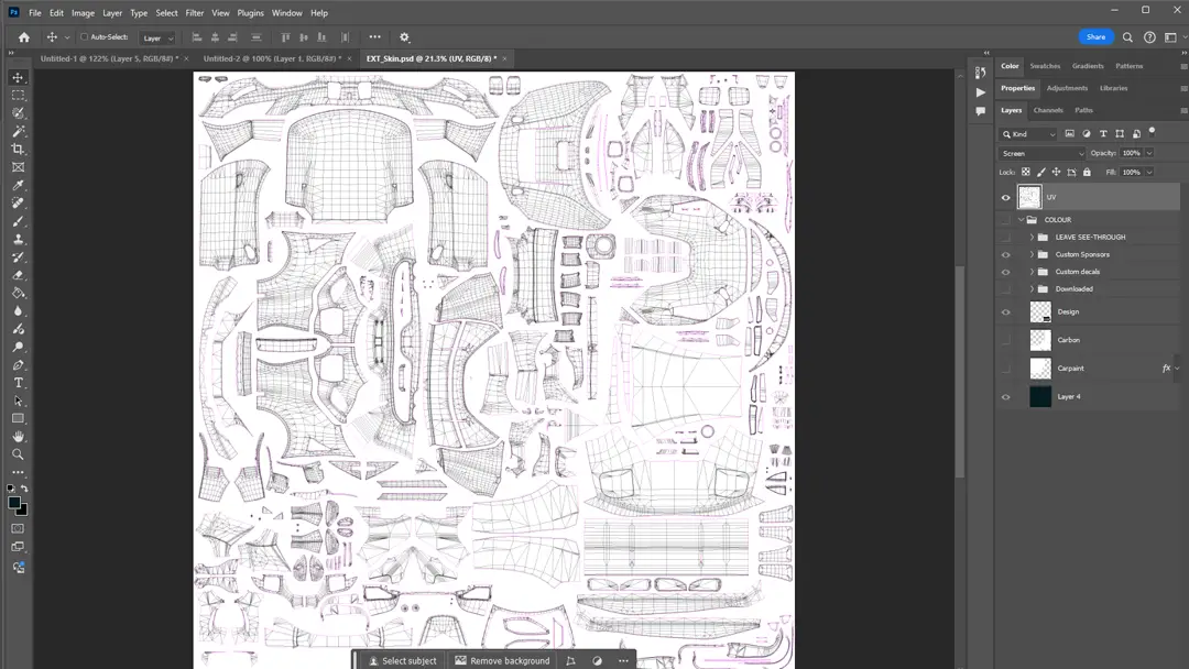 ACC Car Livery Template Wireframe