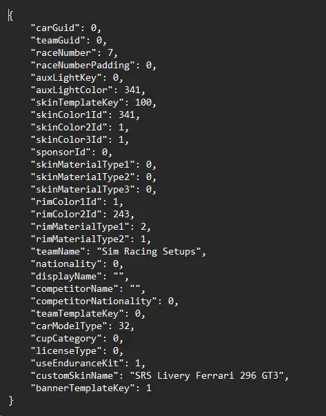 ACC livery JSON file editing
