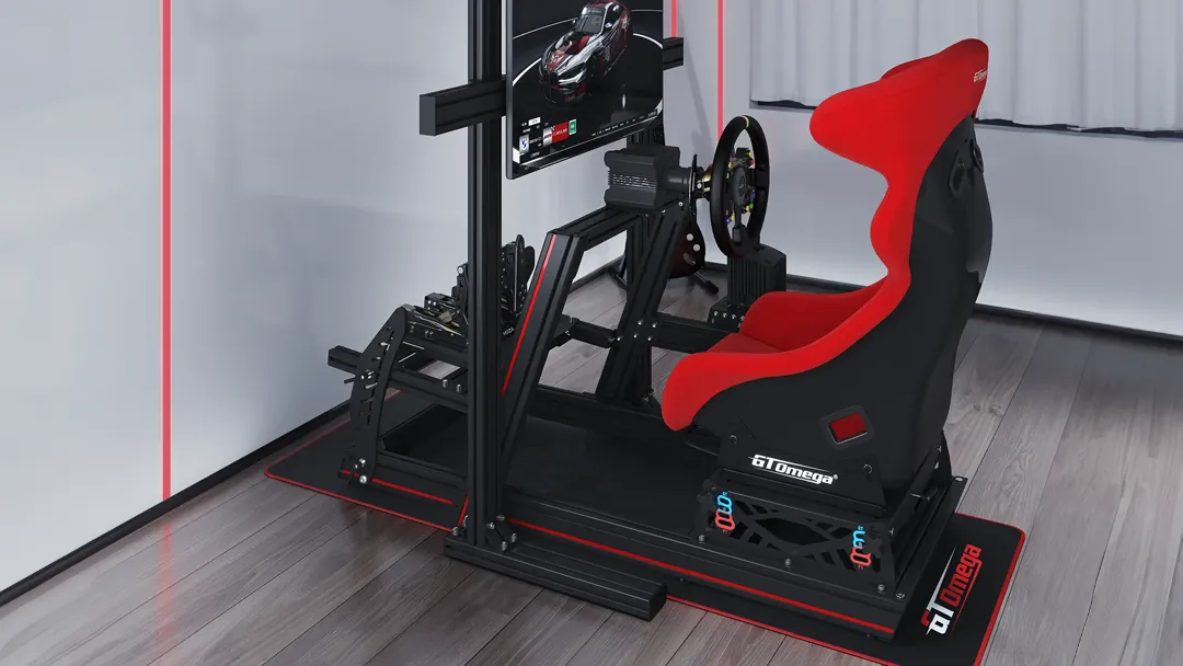 GT Omega Hybrid cockpit and racing seat mounted