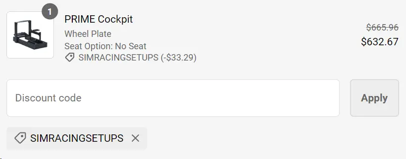GT Omega SIMRACINGSETUPS discount code