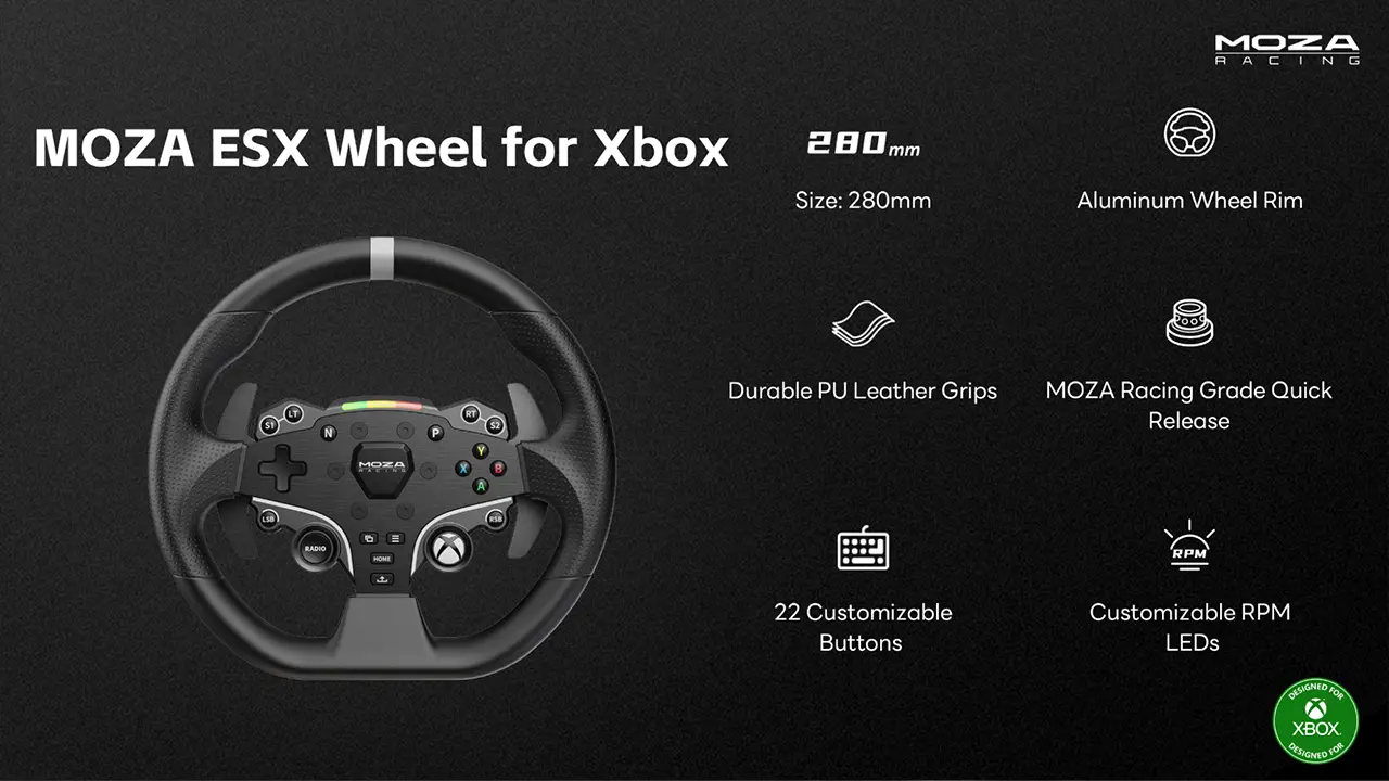 MOZA ESX steering wheel for Xbox specs