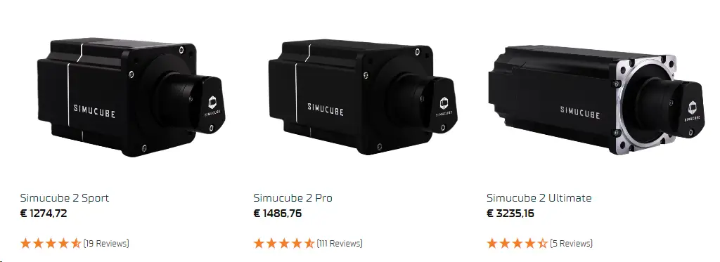 Simucube 2 wheel base lineup and price in Europe