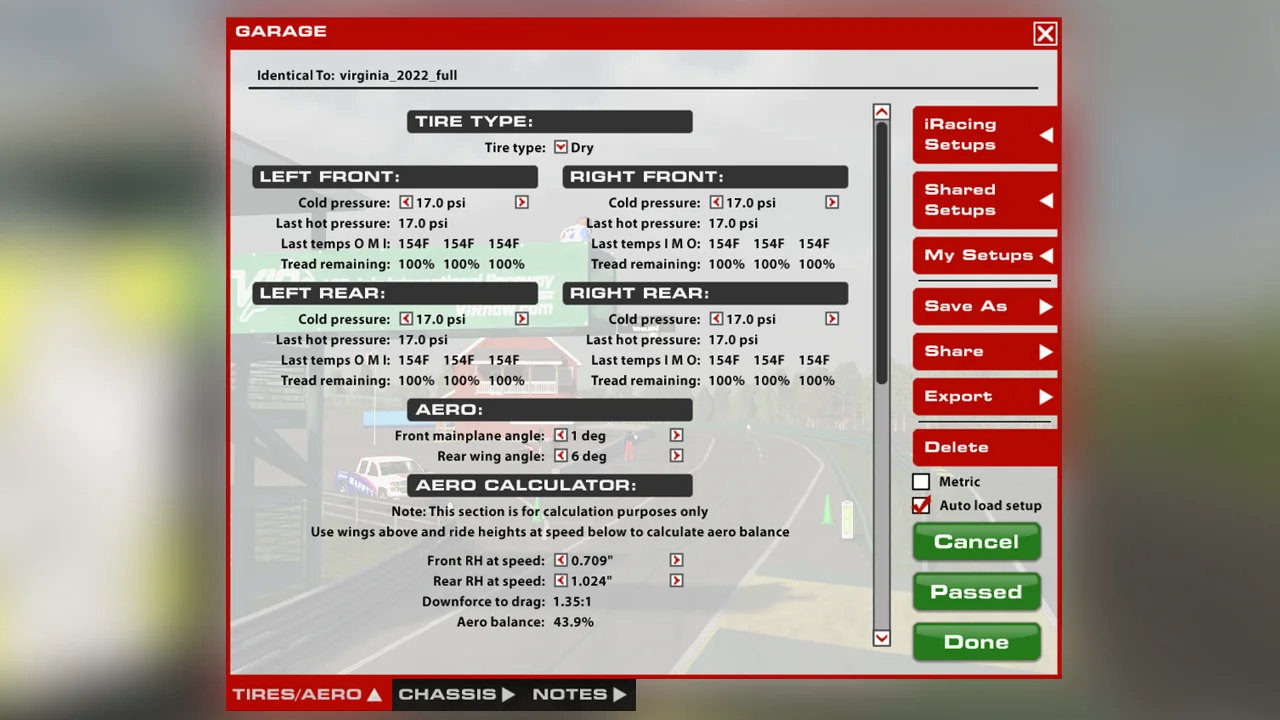 iRacing FIA F4 car setup tyres