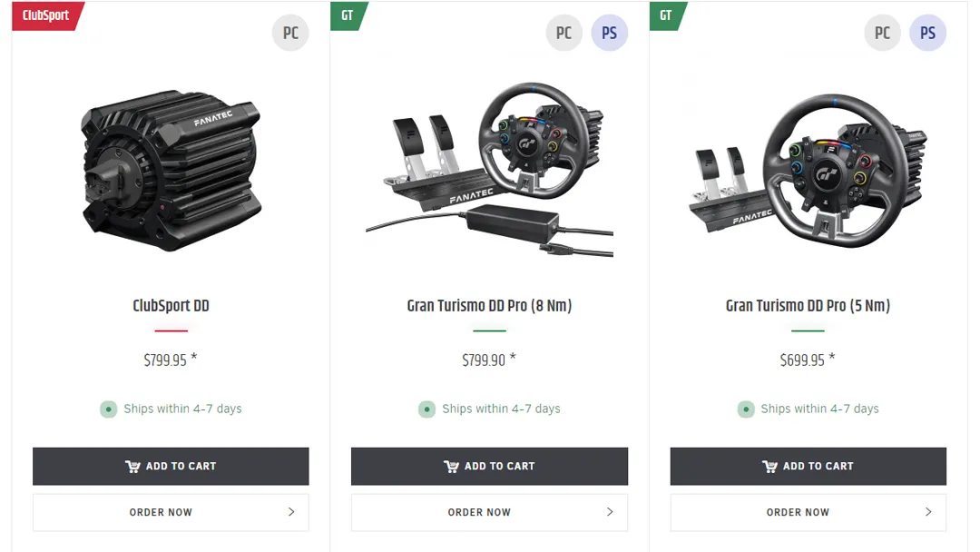 Fanatec Stock levels