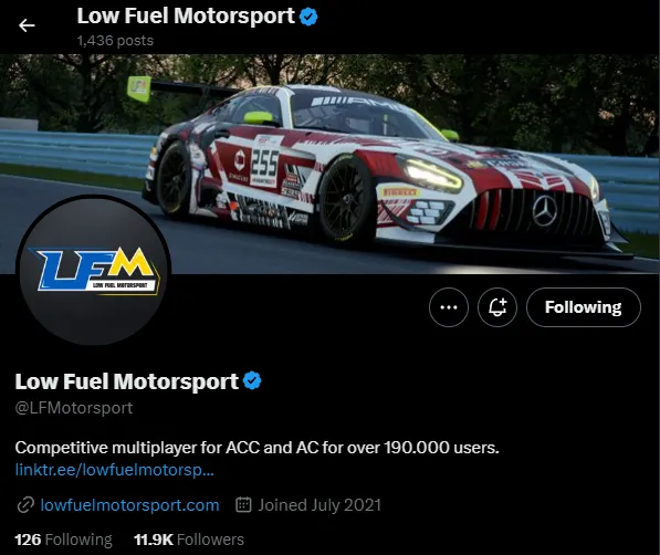 Low Fuel Motorsports Twitter