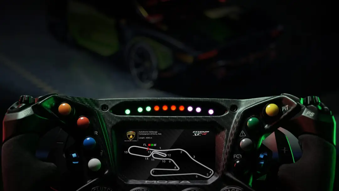 MOZA Racing Lamborghini SCV12 steering wheel LED design