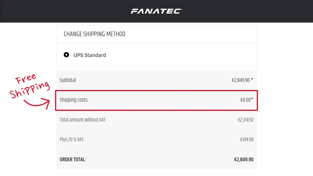 Fanatec Free Shipping Promotion