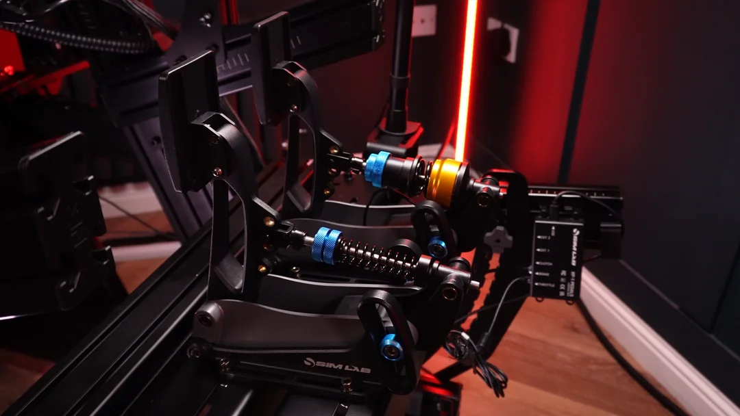 Sim-Lab XP-1 pedals mounted to sim rig