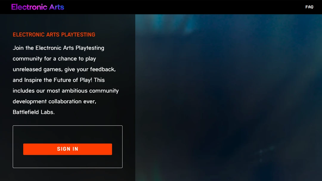 EA playtesting portal