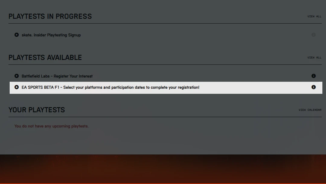F1 25 Beta Registration