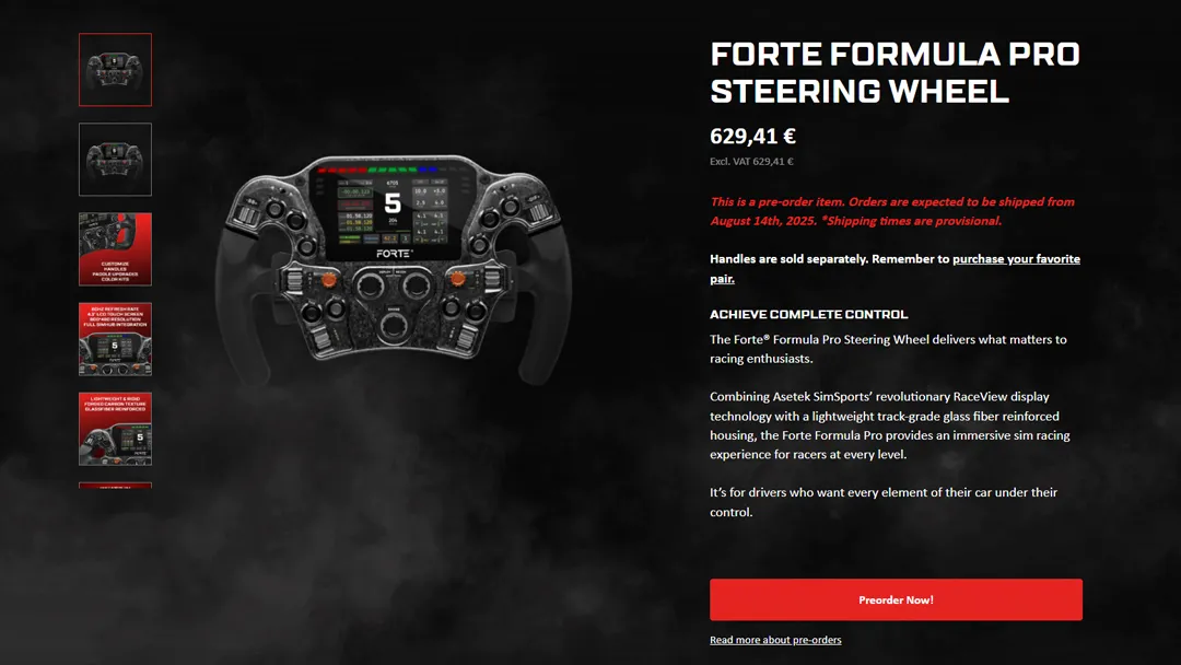 Asetek forte Formula Pro Product Page