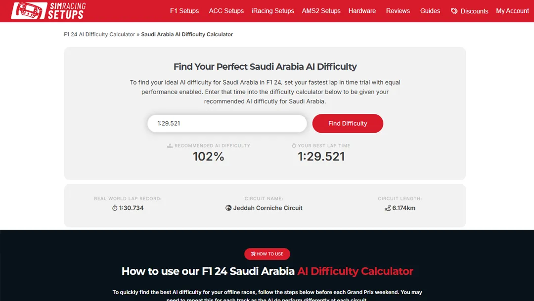 F1 24 AI Difficulty calculator