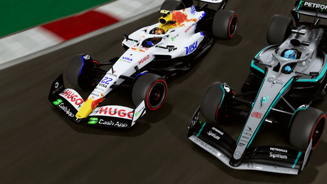 Racing Bulls overtaking Mercedes F1 25